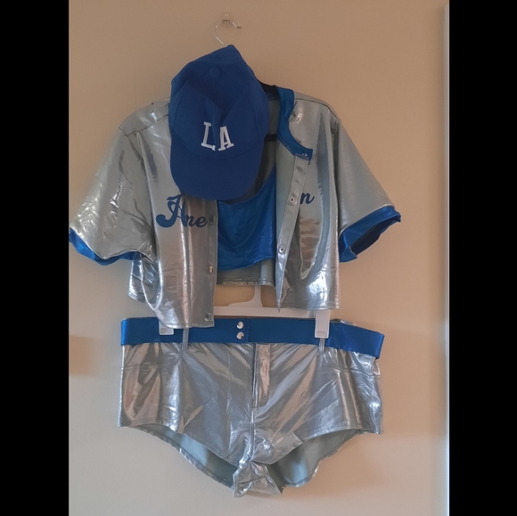 Sexy Player Costume 6 piece Size:3x/4x Color: Blue and Silver - Picture 3 of 6